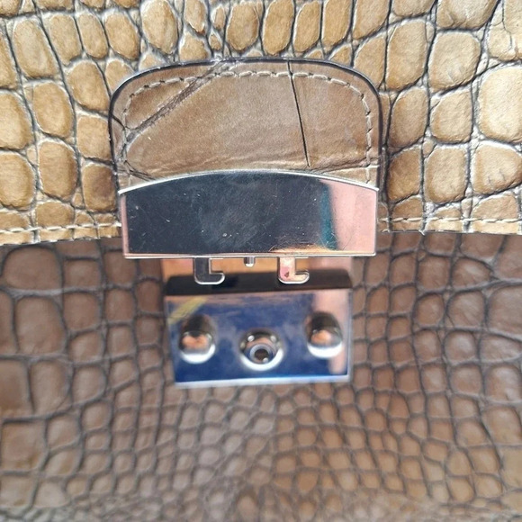 Claudia Firenze Croc Embossed Leather Cream Colored Satchel/ Bag - Picture 15 of 16